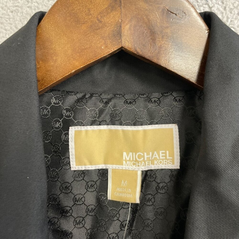 NEW Michael Kors Women's M Black Peacoat Jacket 100% Cotton - Picture 6 of 13